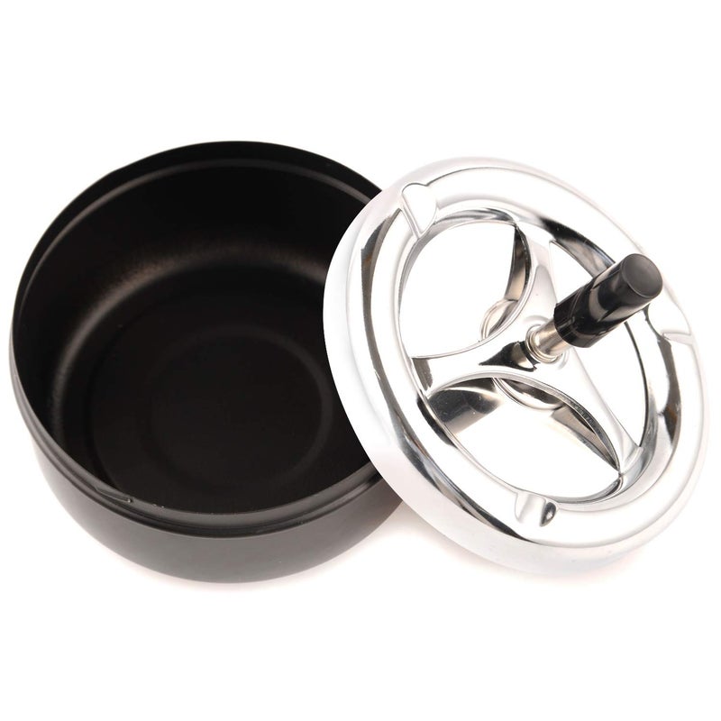 ONE250 Round Push Down Stainless Steel Modern Tabletop Cigarette Ashtray with Spinning Tray, Cigarette Ashtray for Indoor or Outdoor Use, Ash Holder for Smokers, Smoking Ash Tray for Home Office - Image 5